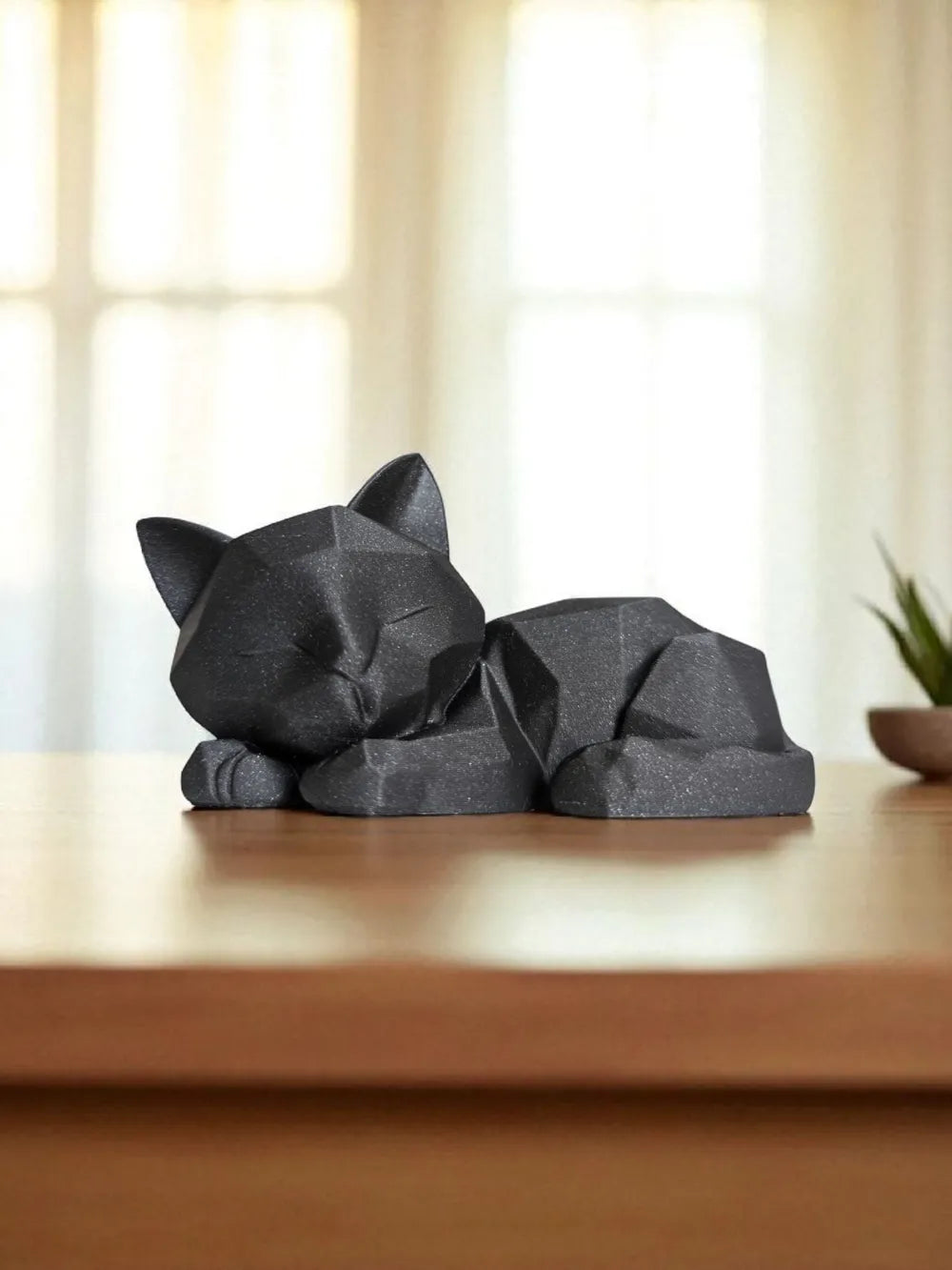 3D printed Cute Sleeping Low Poly Kitten by FOFUS