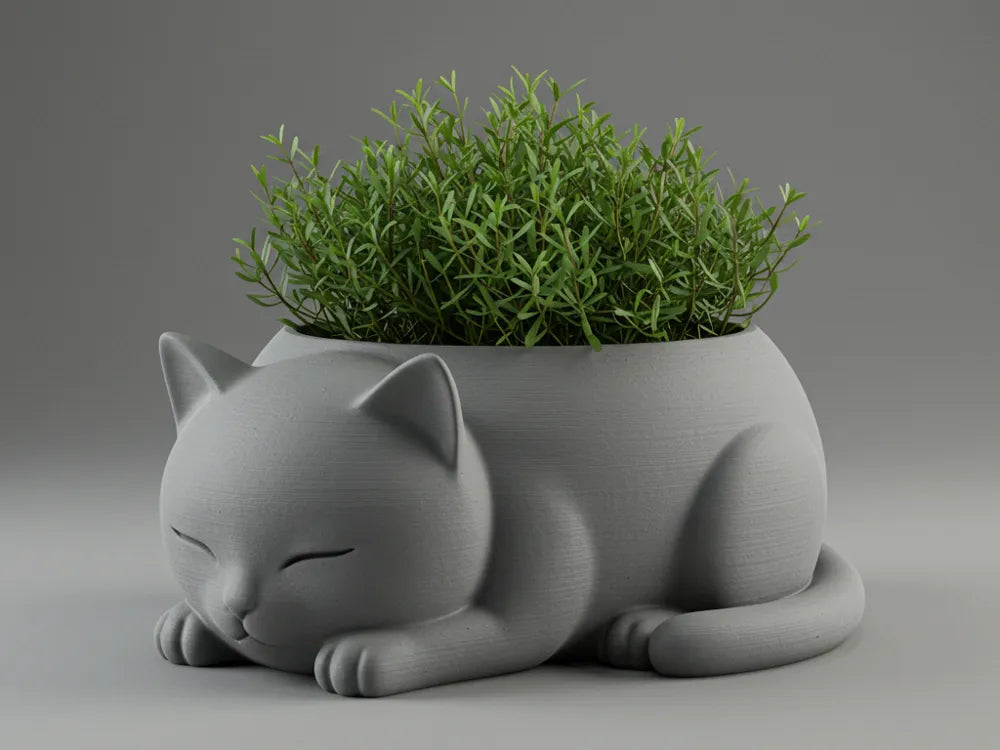 Adorable Sleeping Cat Planter