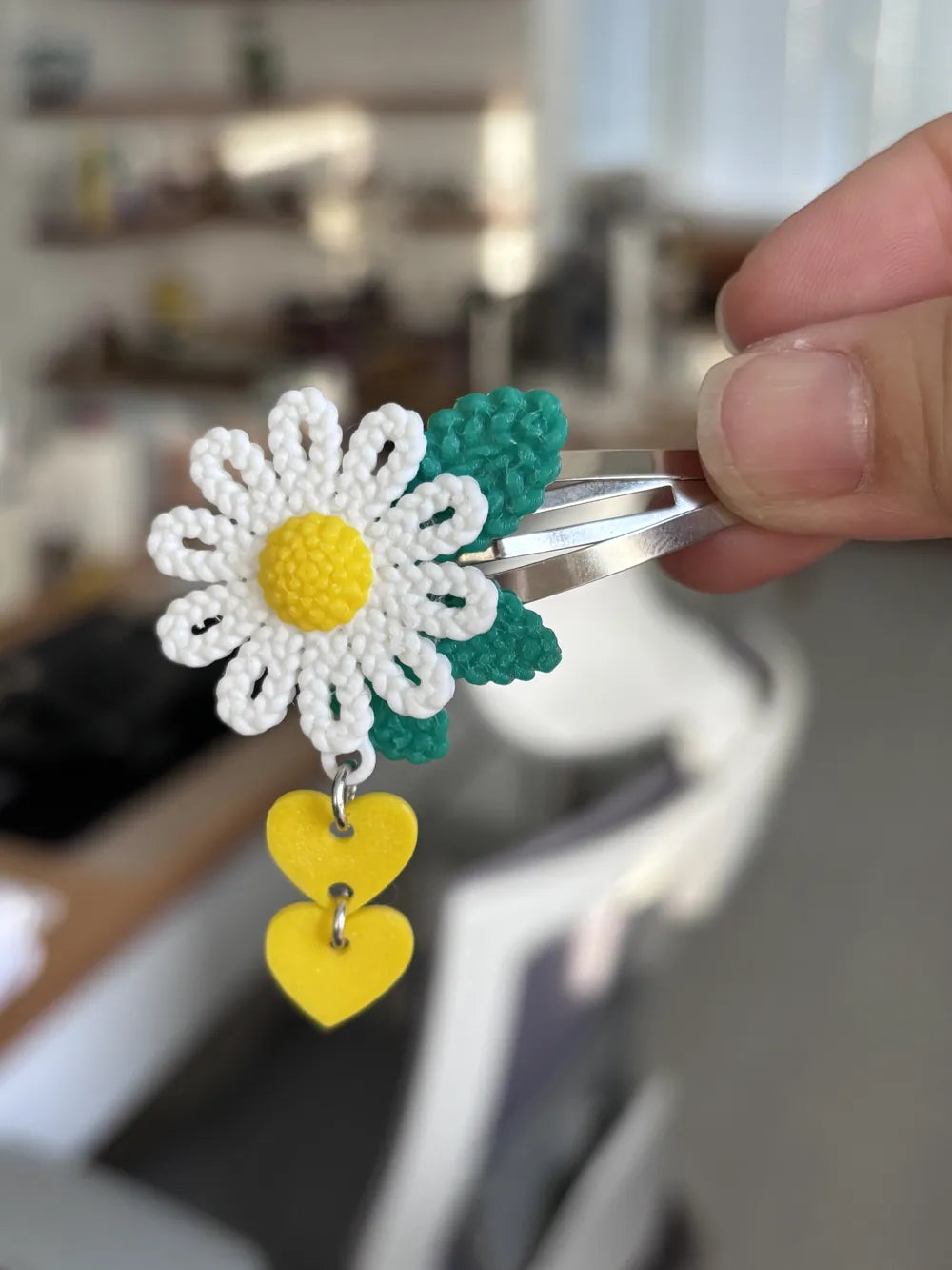 Woven Daisy Hair Accessory – 3D Printed Floral Boho Hair Clip