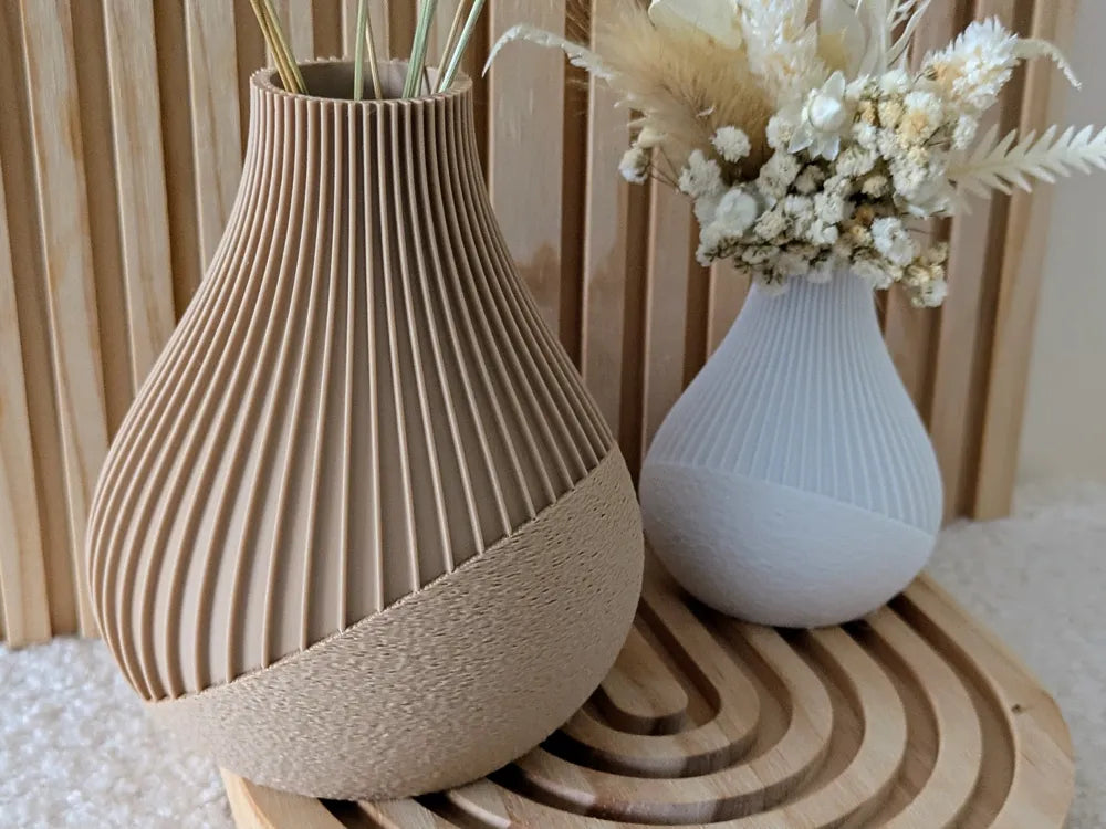 Dual-Texture Modern Vase – 3D Printed Contrasting Surface Decorative Vase