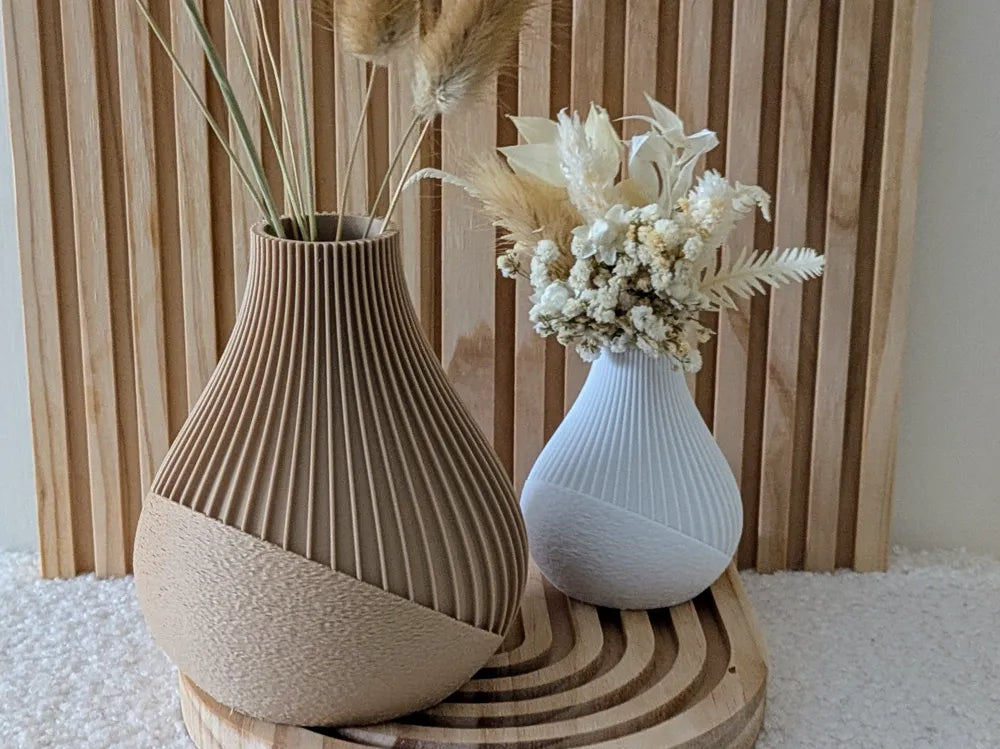 Dual-Texture Modern Vase – 3D Printed Contrasting Surface Decorative Vase