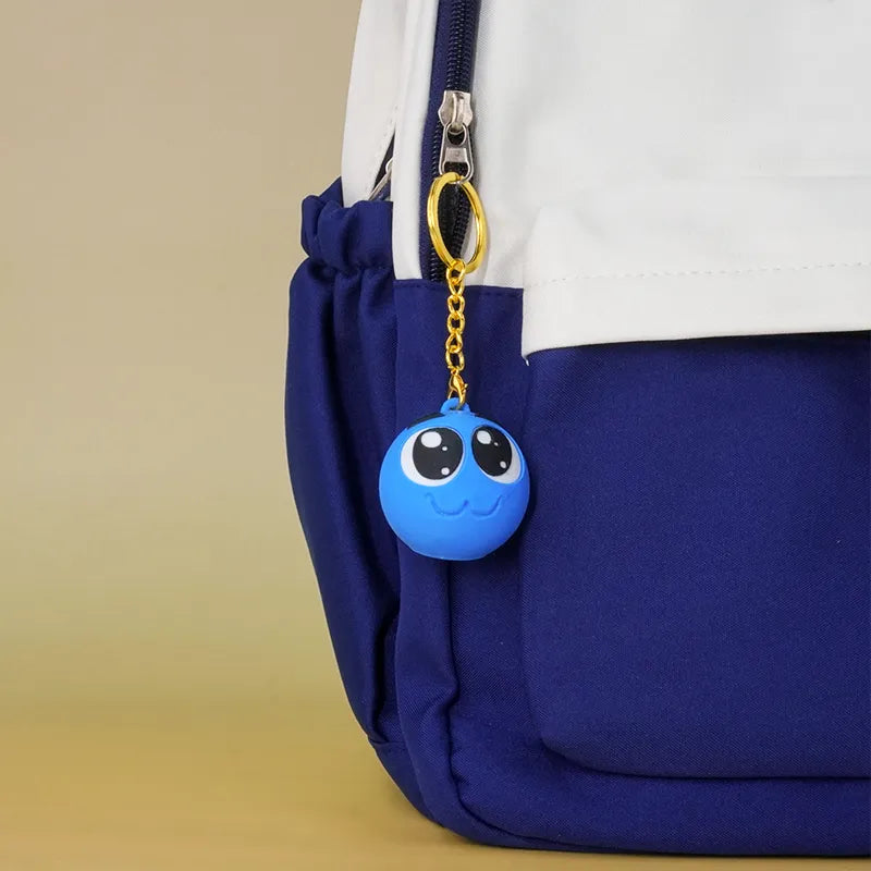 Small Blue Face Emoji Keychain