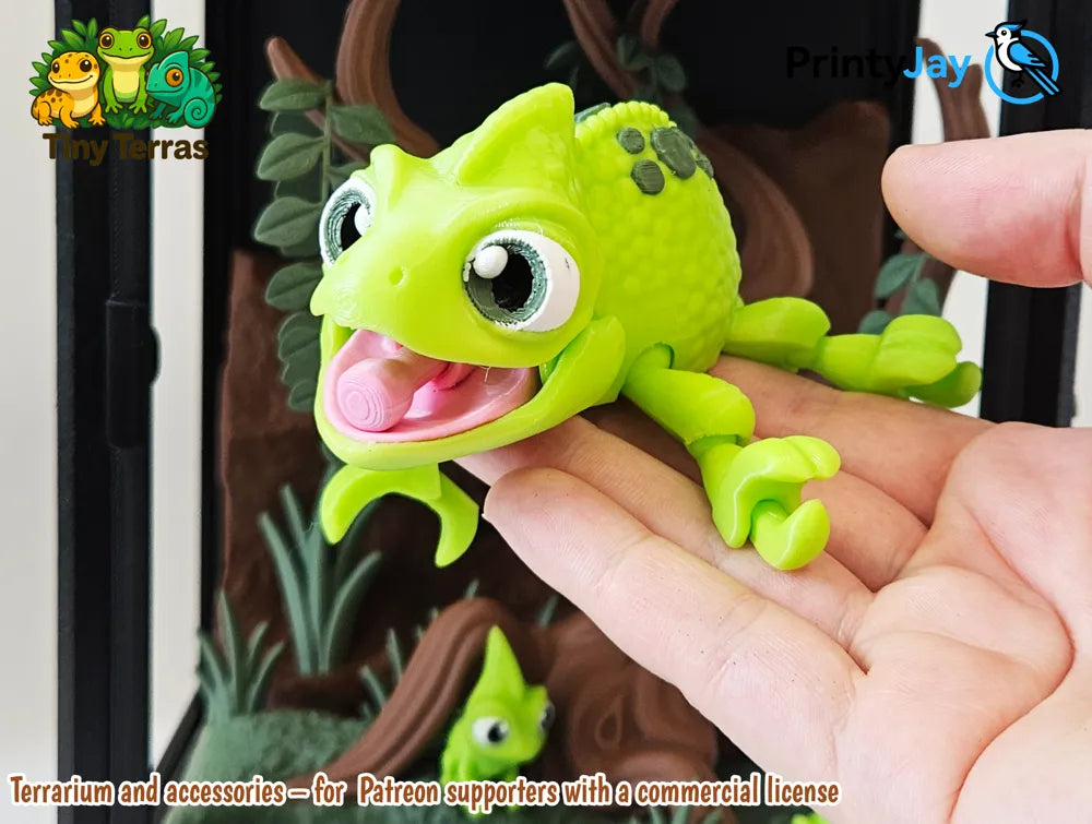 3D printed Veiled Chameleon – Tongue-Tastic Treeclimbe by FOFUS