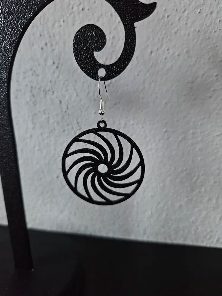 Circle Spiral Earrings – 3D Printed Geometric Jewellery