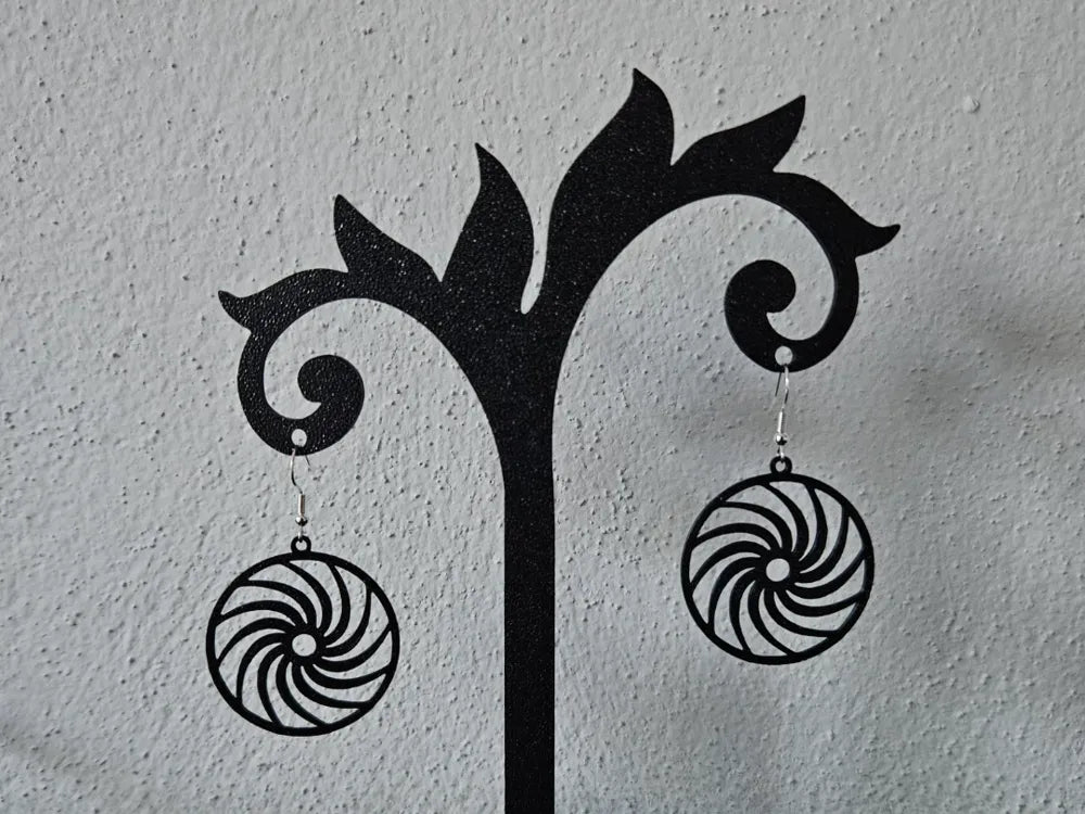 Circle Spiral Earrings – 3D Printed Geometric Jewellery
