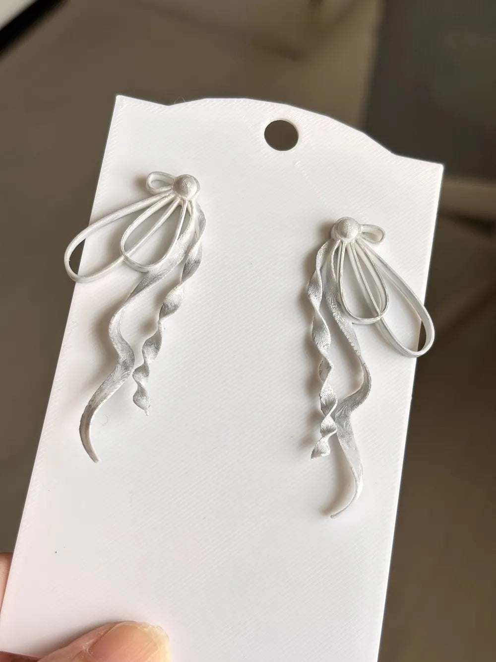 Long Ribbon Drop Earrings – 3D Printed Graceful Feminine Jewellery