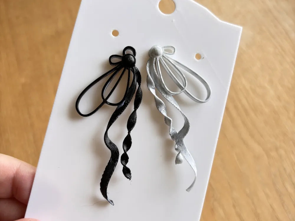 Long Ribbon Drop Earrings – 3D Printed Graceful Feminine Jewellery