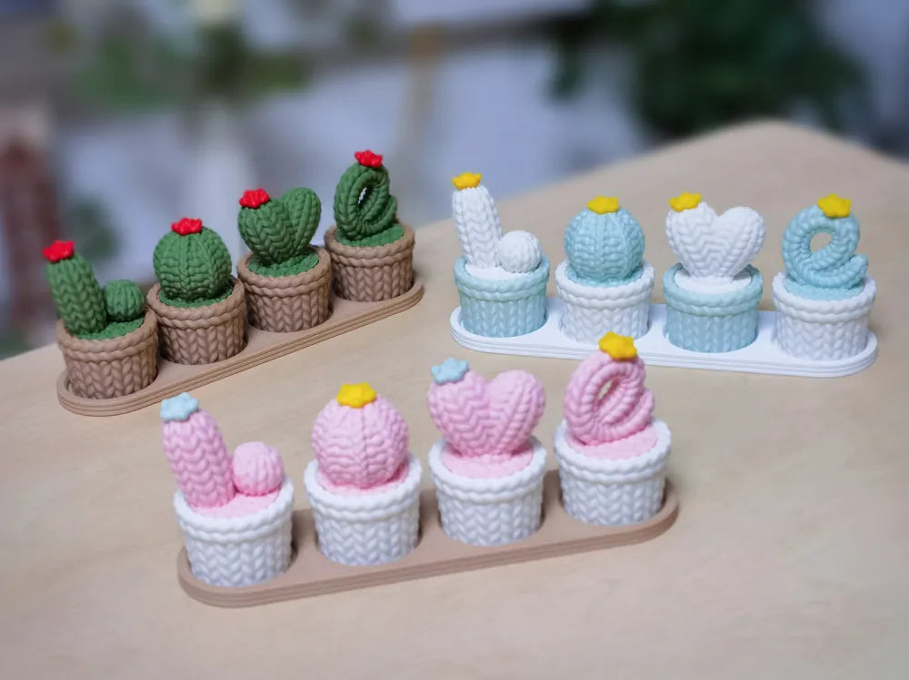 LOVE Knitted Cactus Decor – 3D Printed Quirky Heartfelt Home Accent
