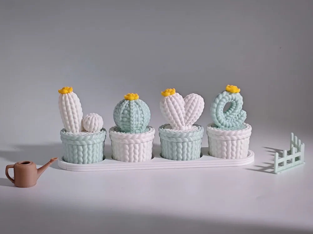 LOVE Knitted Cactus Decor – 3D Printed Quirky Heartfelt Home Accent