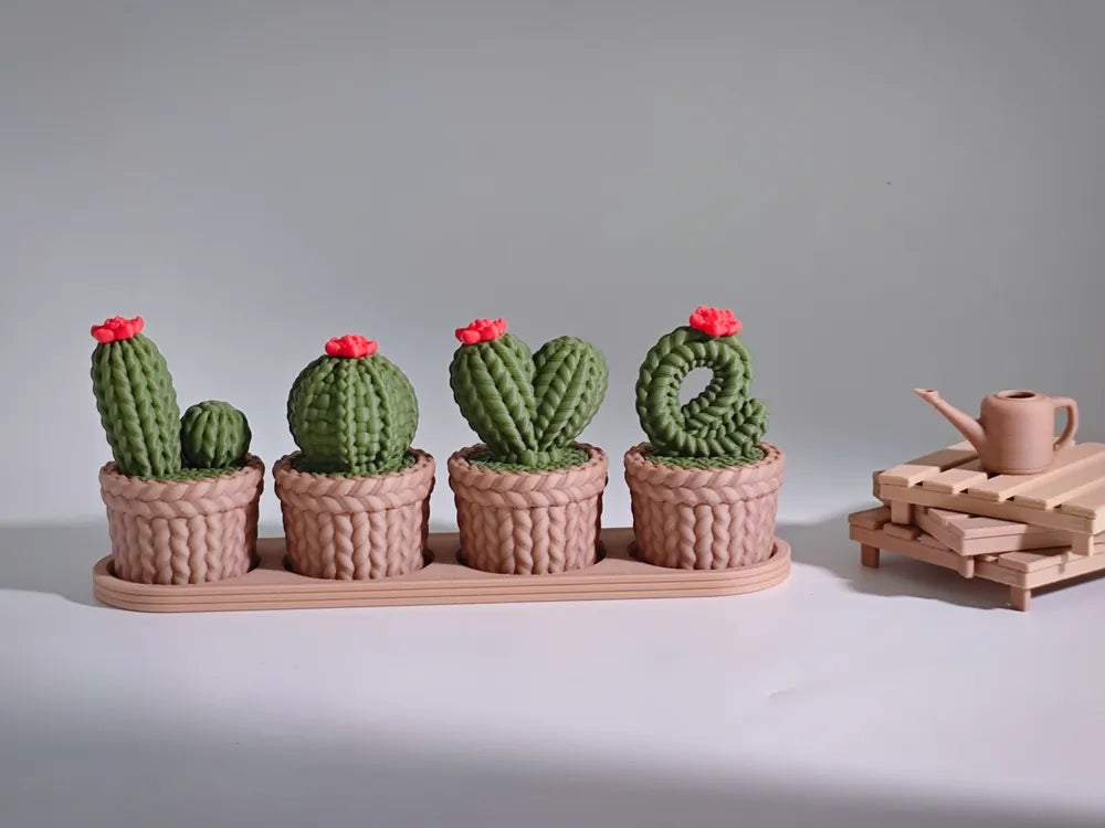 LOVE Knitted Cactus Decor – 3D Printed Quirky Heartfelt Home Accent