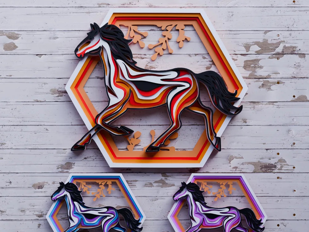 Framed Horse Wall Art – 3D Printed Equestrian Home Decor