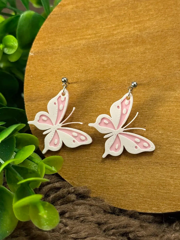 Butterfly Moon and Flower Earrings – 3D Printed Celestial Whimsical Jewellery
