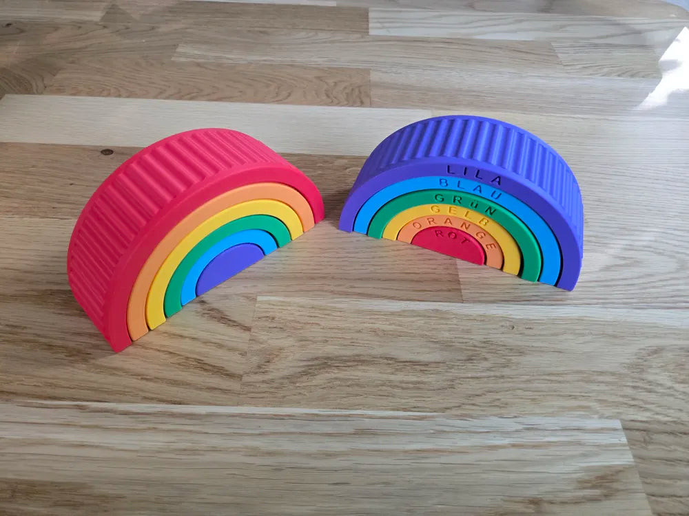 Montessori Texture Rainbow Puzzle with Colour Names – 3D Printed
