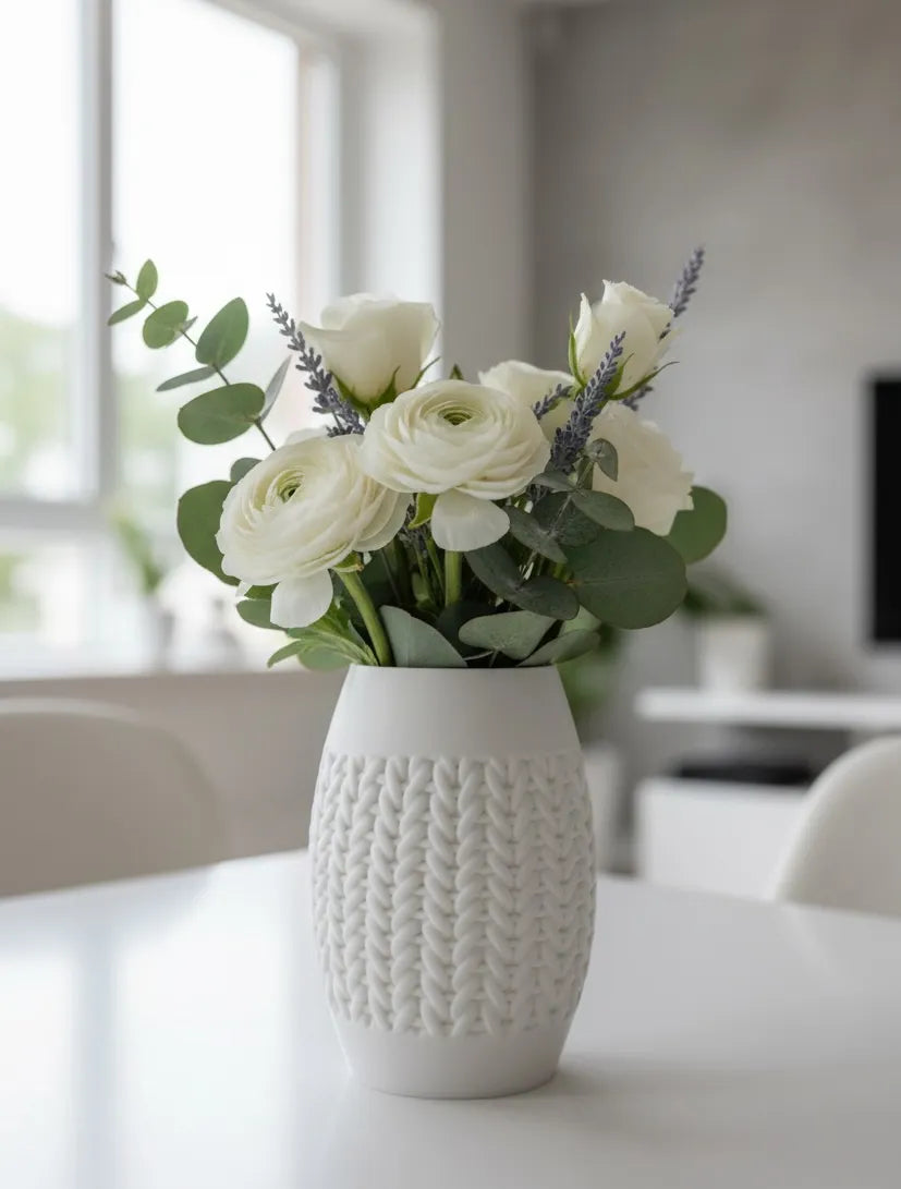 Knit Tall Vase – 3D Printed Textured Interior Design Vase