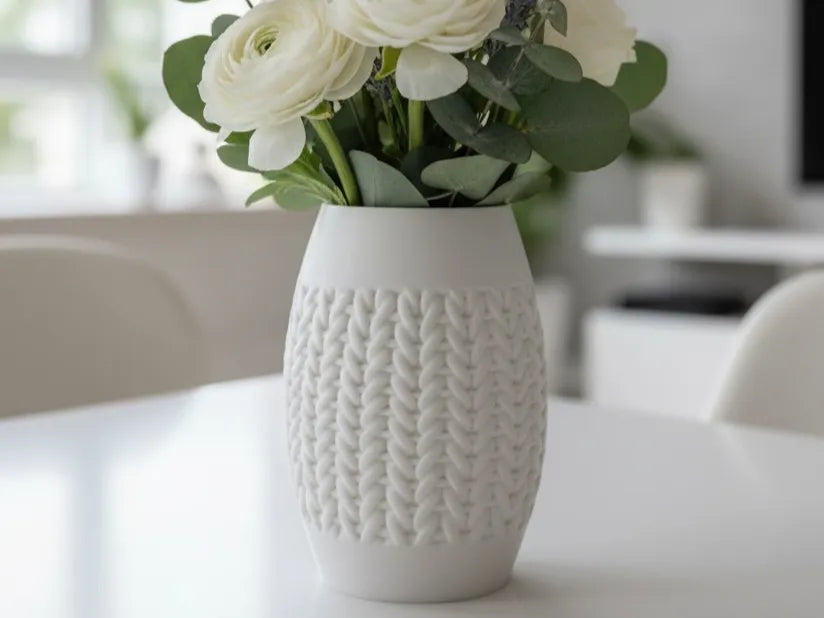 Knit Tall Vase – 3D Printed Textured Interior Design Vase