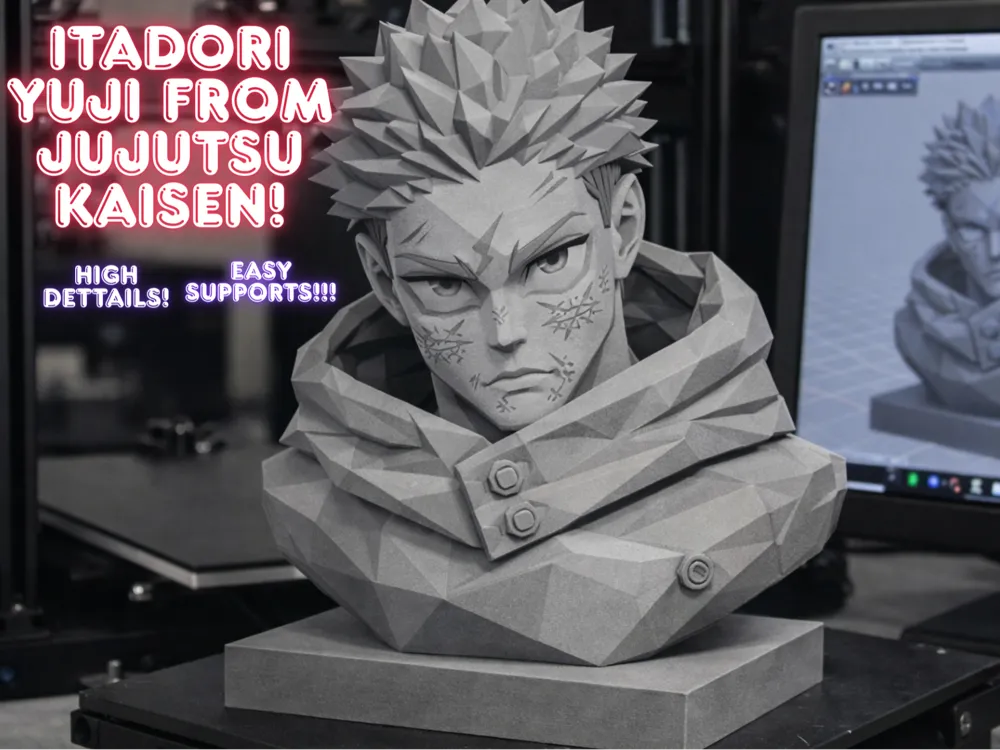 Yuji Itadori Low Poly Figurine – Jujutsu Kaisen Anime Figure