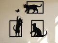 Playful Cats and Butterfly 3-Piece Wall Decor Set – 3D Printed