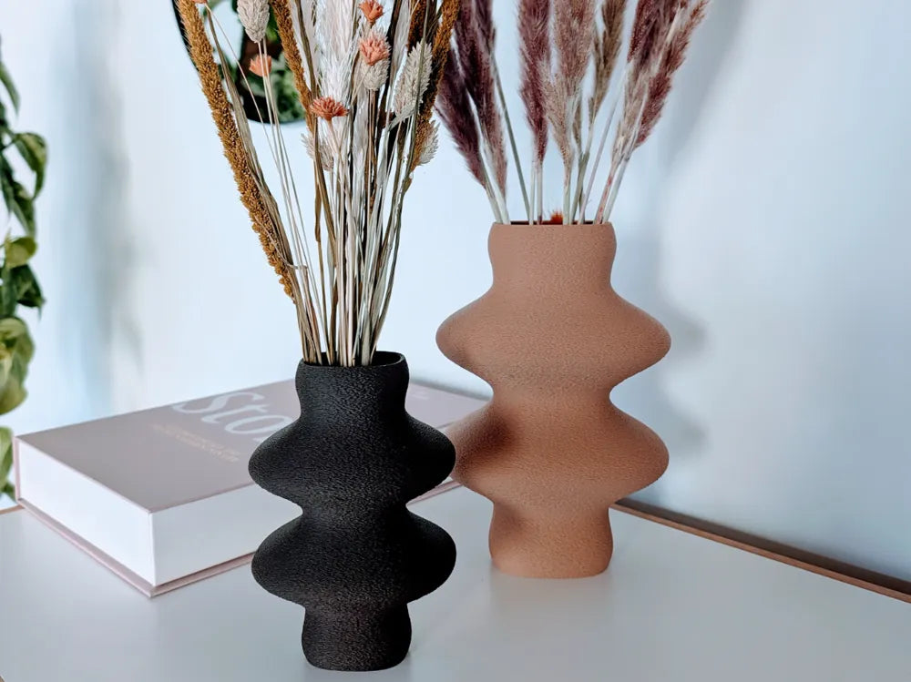 Japandi Vase Fuzzy Skin – 3D Printed Wabi-Sabi Textured Vase