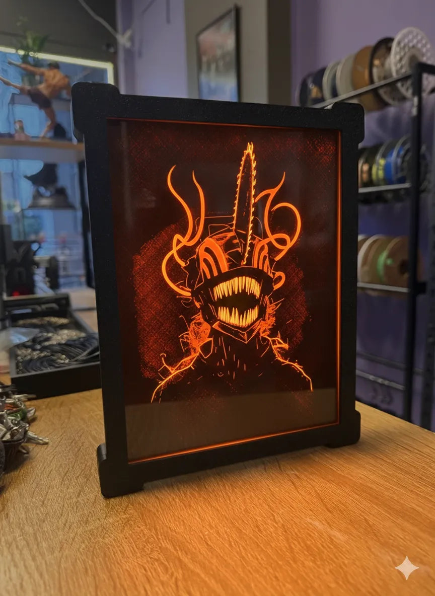 Denji Chainsaw Man Neon Frame – Anime Wall Art Light