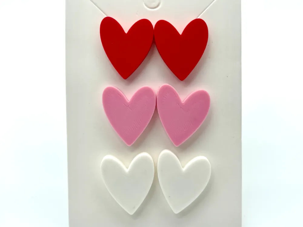 Valentine's Day Heart Stud Earrings – 3D Printed Romantic Gift Jewellery