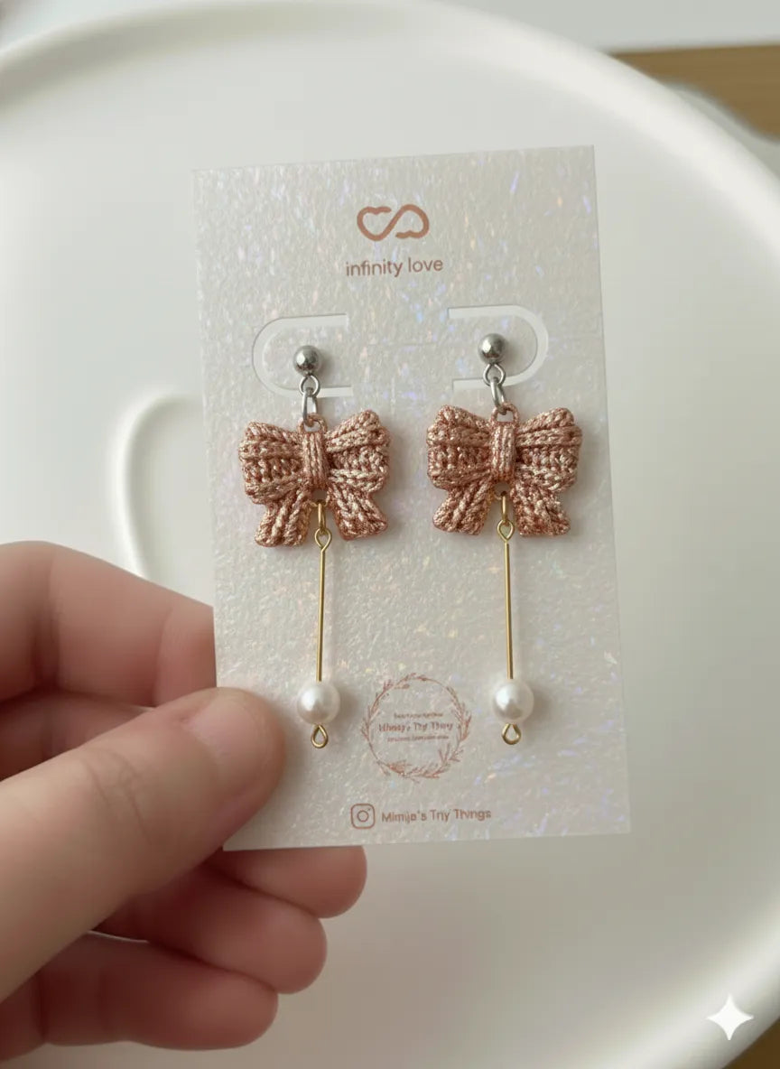 Pearl Bow Earrings – 3D Printed Feminine Elegant Jewellery