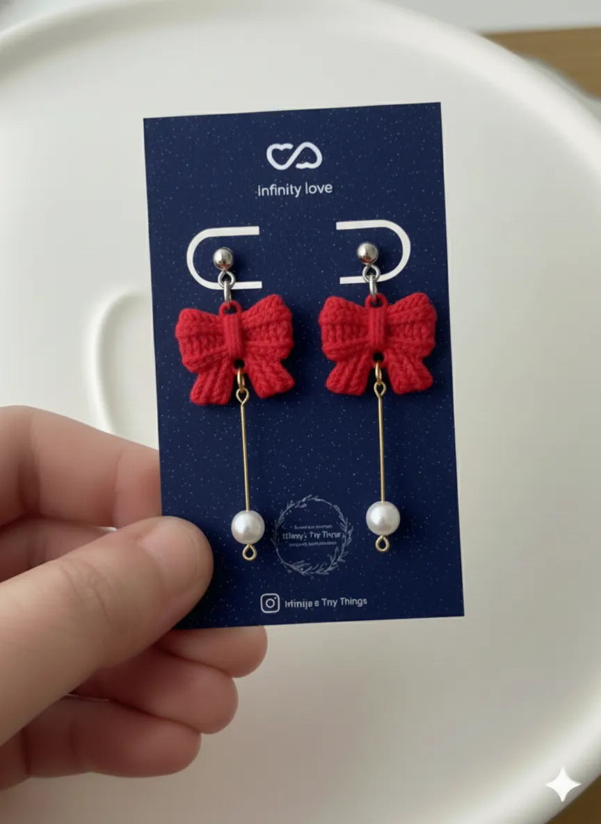 Pearl Bow Earrings – 3D Printed Feminine Elegant Jewellery