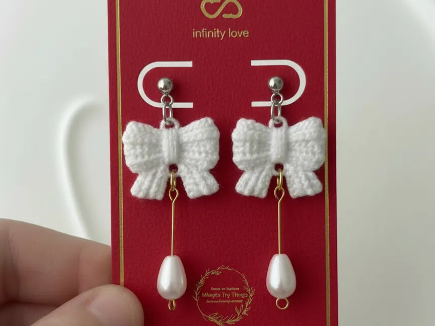 Pearl Bow Earrings – 3D Printed Feminine Elegant Jewellery