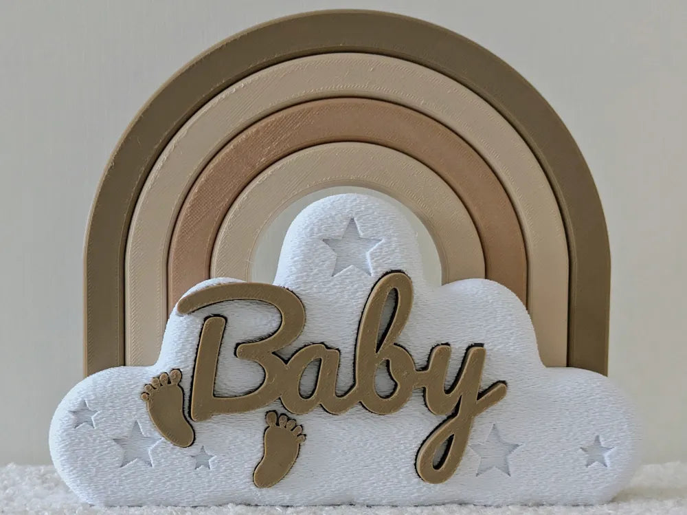 Customisable Baby Rainbow and Cloud Deco – 3D Printed Nursery Gift