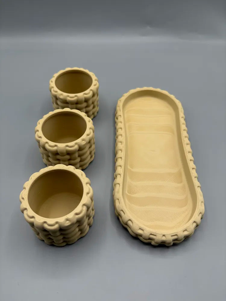 Woven Tea Light Holder and Tray Set – 3D Printed Cozy Candle Decor