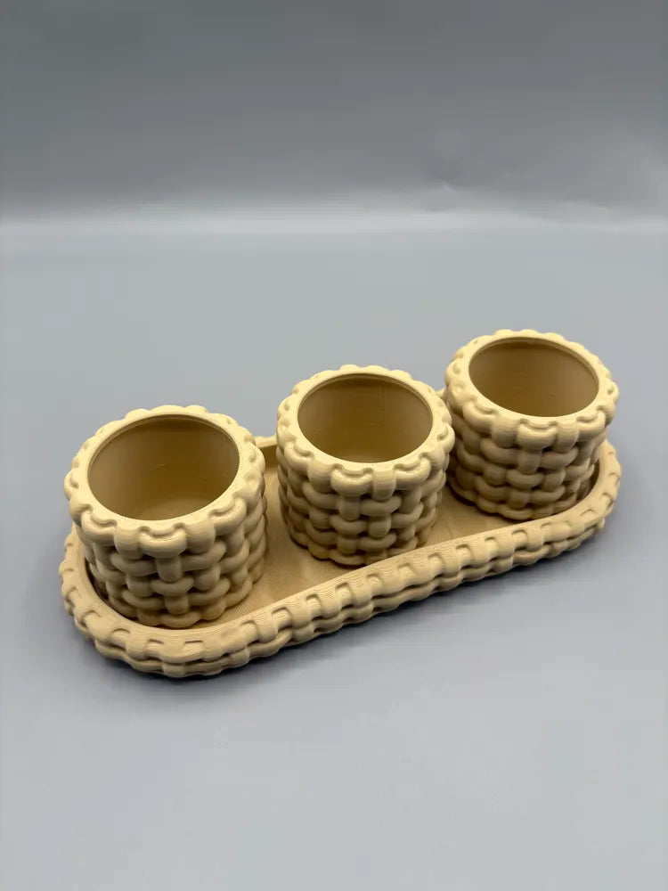 Woven Tea Light Holder and Tray Set – 3D Printed Cozy Candle Decor