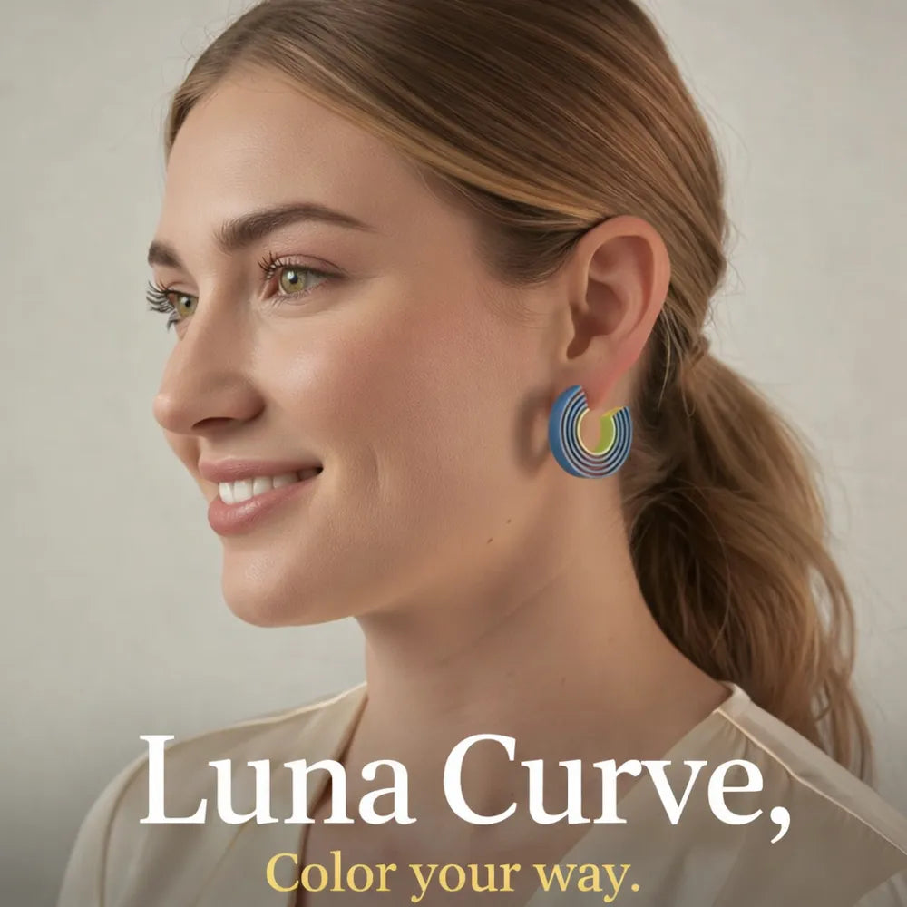 Luna Curve Colour Earrings – 3D Printed Moon Colourful Jewellery