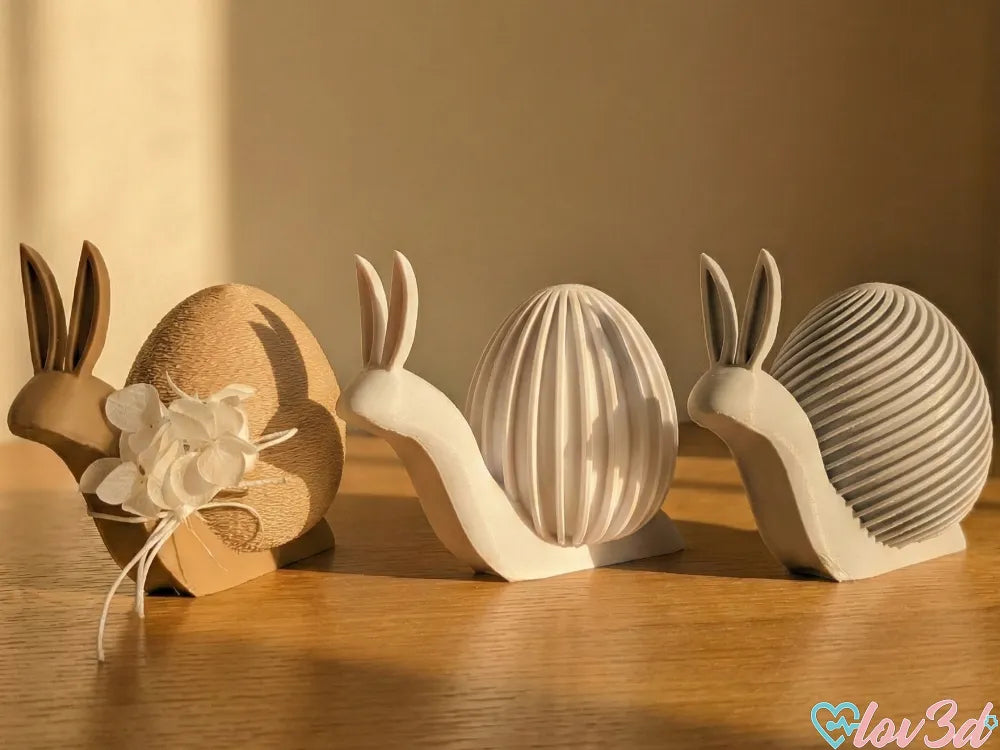 Easter Bunny Snails 3 Texture Editions – 3D Printed Whimsical Figurines