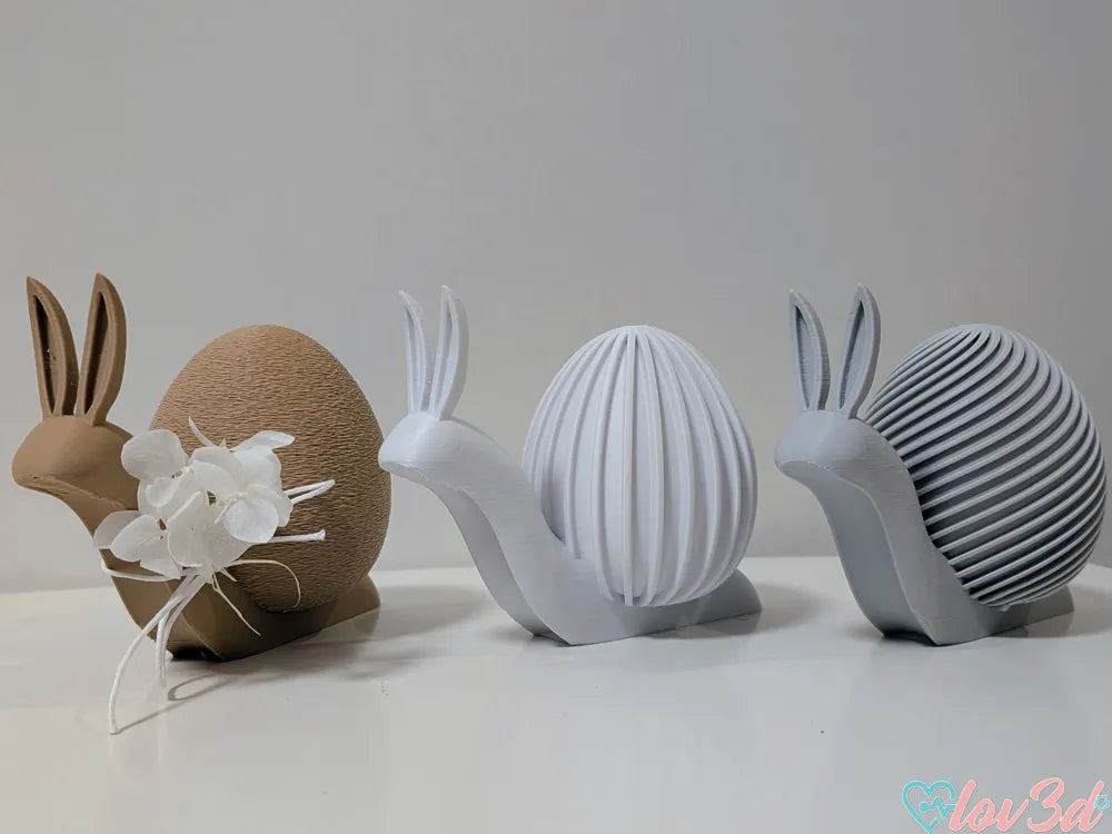 Easter Bunny Snails 3 Texture Editions – 3D Printed Whimsical Figurines