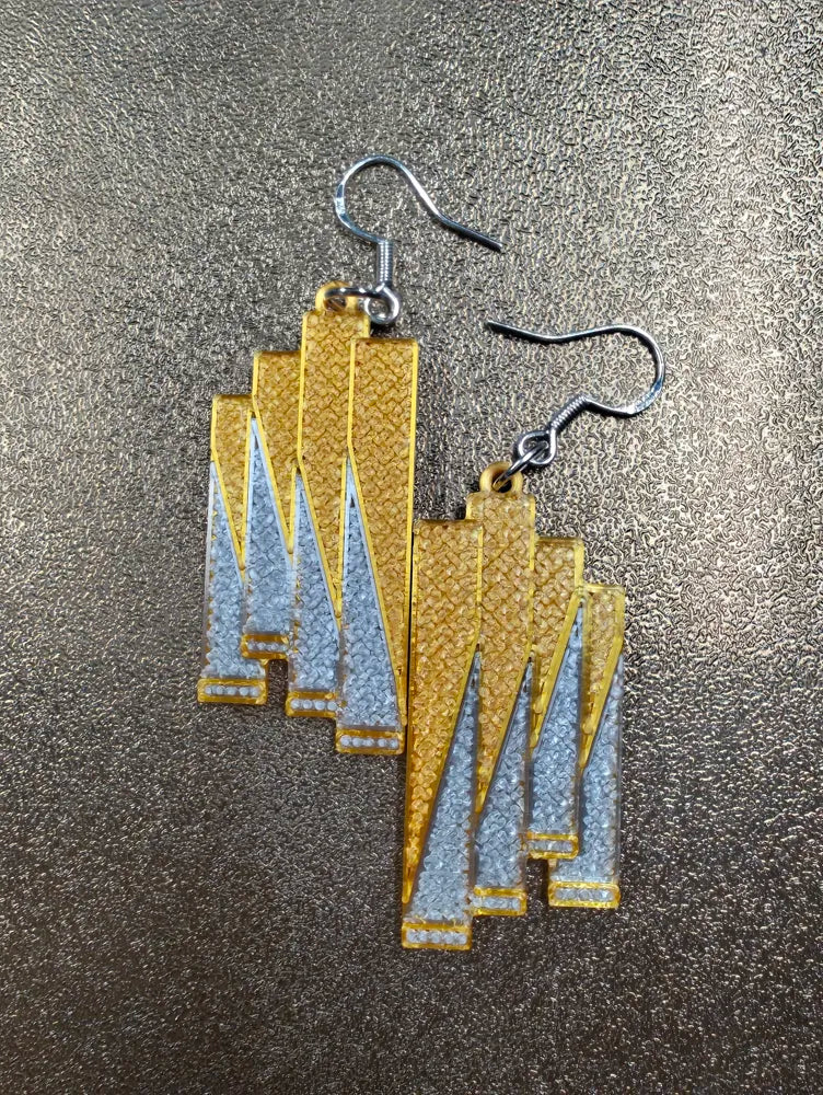 Stellar Blade Eve Quadruple Rectangle Earrings – 3D Printed Futuristic