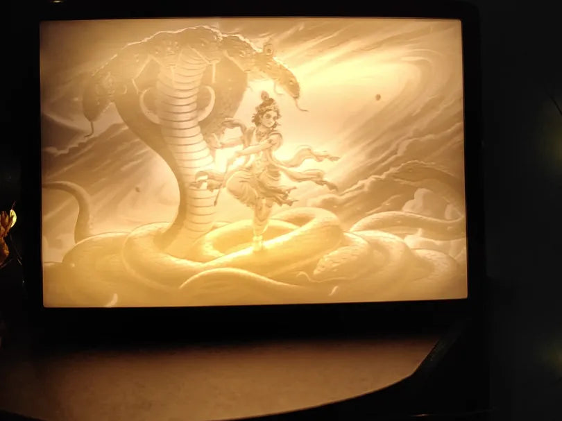 Lord Krishna Lithophane – 3D Printed Glowing Divine Art Panel