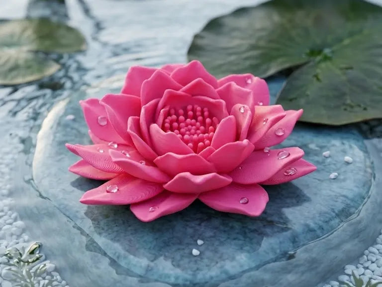 Elegant Lotus Blossom Sculpture – 3D Printed Spiritual Floral Home Decor