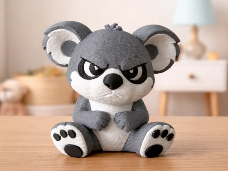 Grumpy Koala Figurine – 3D Printed Humorous Desk Companion