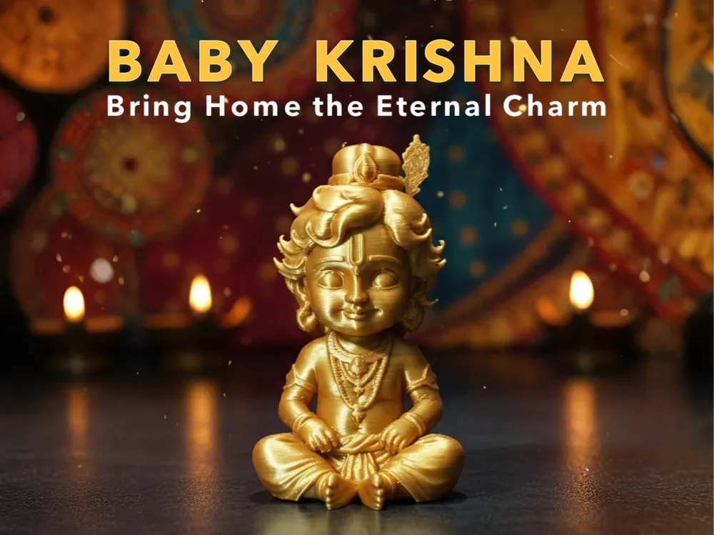 Divine Baby Krishna Figurine – 3D Printed Joyful Idol