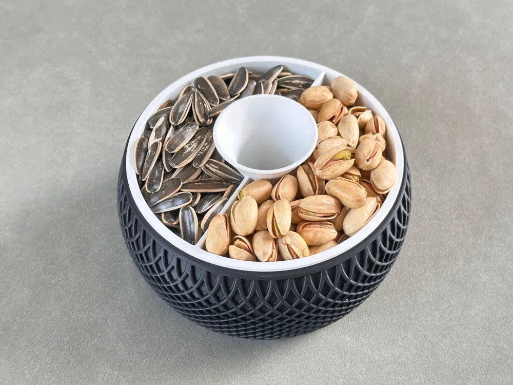 Divided Pistachio and Nut Bowl Shell Separator – 3D Printed Snack Bowl