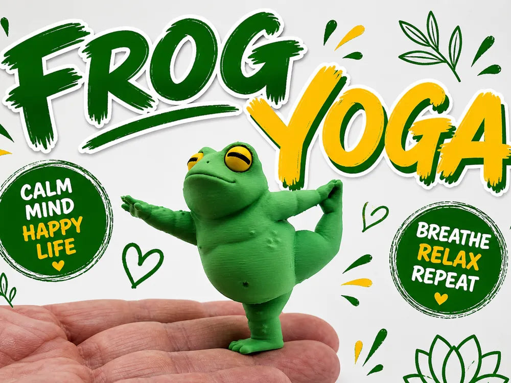Zen Frog Yoga Figure – 3D Printed Cute Meditation Desk Decor