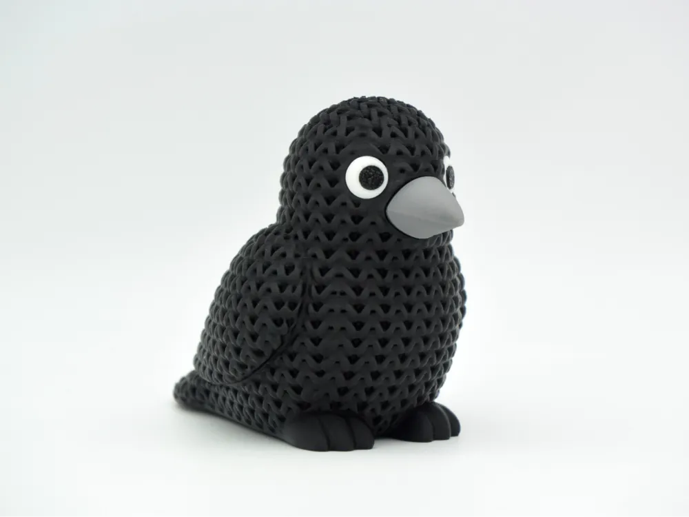 Knitted Crow Decorative Figurine – 3D Printed Gothic Whimsical Bird Sculpture