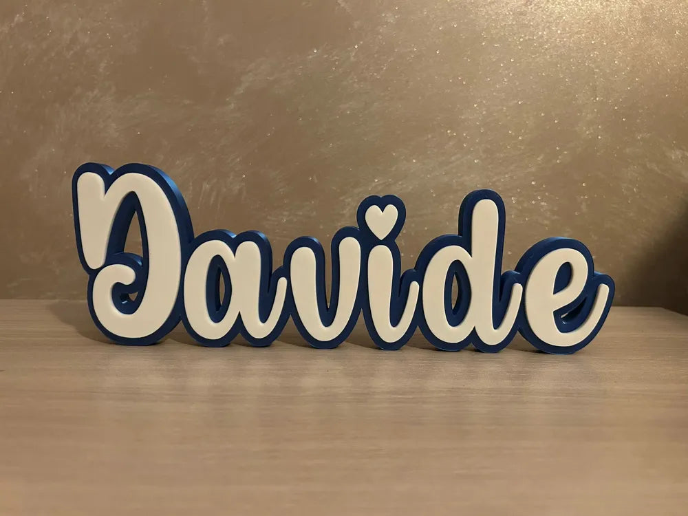 Cursive with Heart Name Sign – 3D Printed Romantic Custom Decor