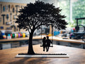 Spring Swing Couple Silhouette Wall Art – 3D Printed Romantic Decor