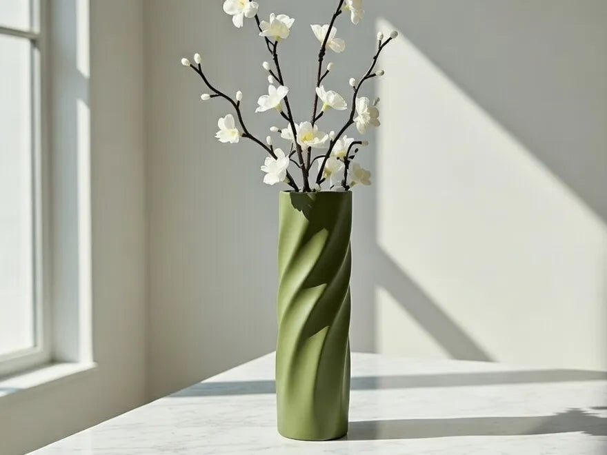 Wavy Minimalist Vase – 3D Printed Organic Curve Sculptural Vase