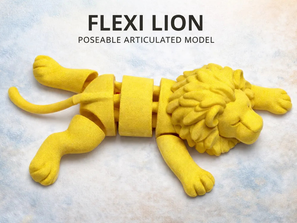 Flexi Articulated Lion Figurine – 3D Printed Jungle Animal Flexi Toy