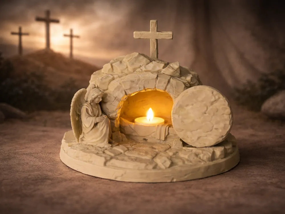 He Is Risen Easter Tealight Holder – 3D Printed Christian Decor