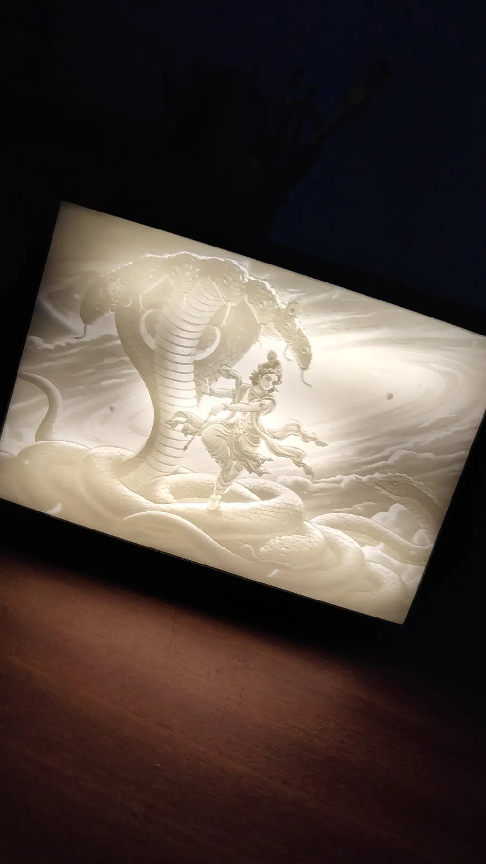 Lord Krishna Lithophane – 3D Printed Glowing Divine Art Panel