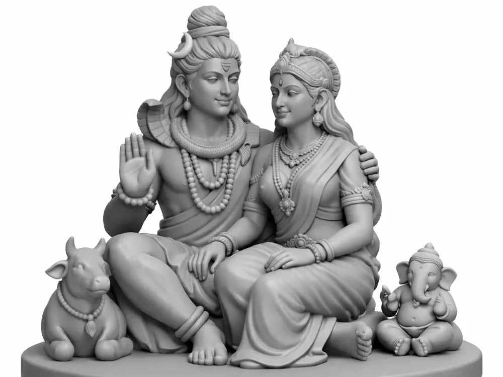 Shiv Parvati with Ganesha and Nandi – 3D Printed Divine Family