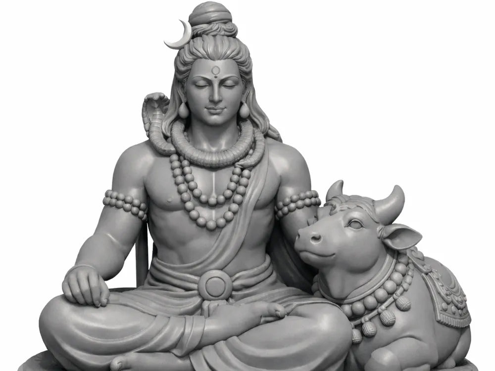 Lord Shiva with Nandi Statue – 3D Printed Sacred Duo