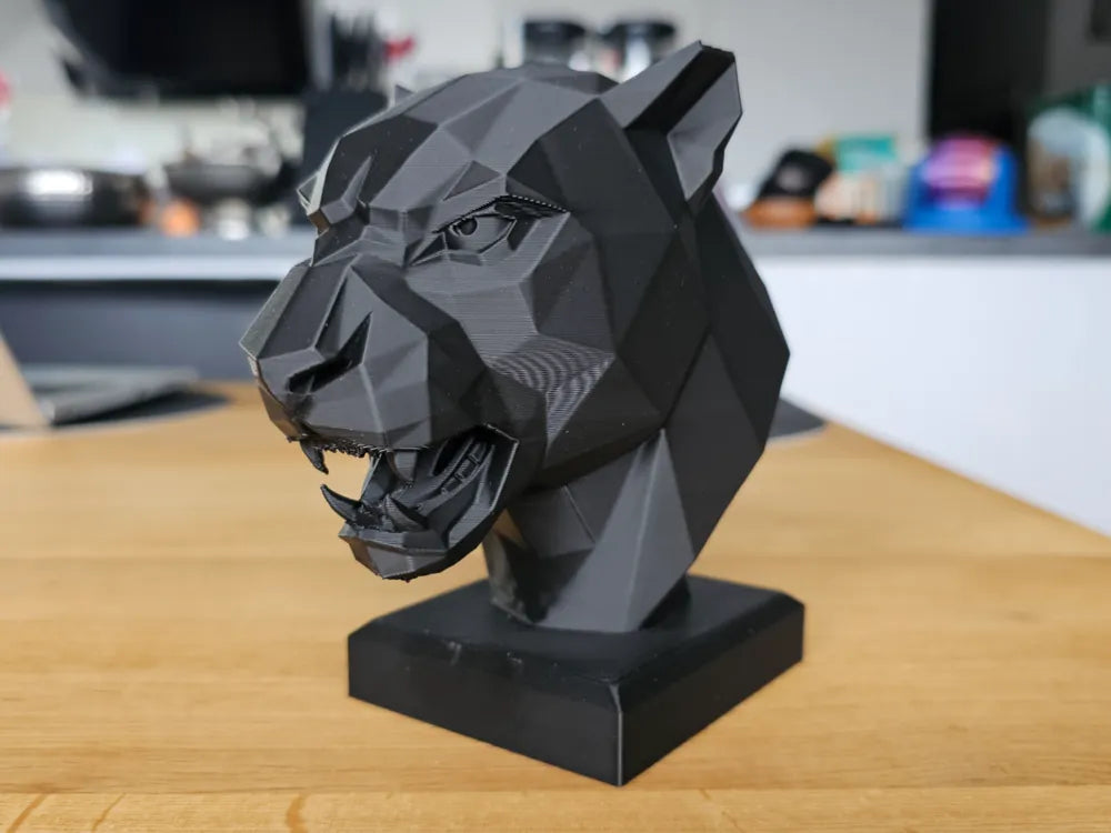 Geometric Panther Bust – 3D Printed Bold Modern Art Sculpture